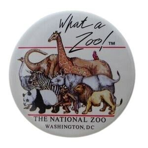 1986 National Zoo Washington D.C. What a Zoo! Vintage 3" Pinback